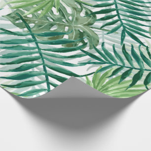 Large Green Fern Palm and Monstera Tropical Plants Wrapping Paper