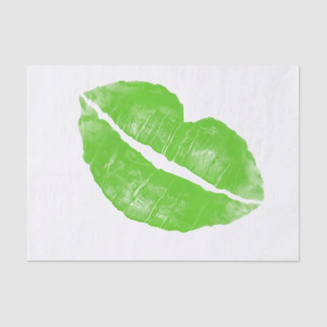 Large Green Irish Lipstick Blot on Transparent BG Tissue Paper (Front)