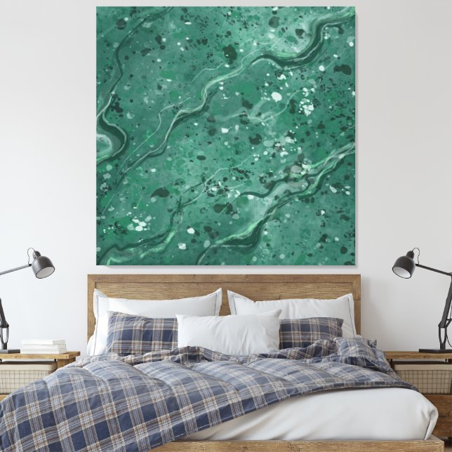 Large Green Marble Wall Art Decor (Insitu(Bedroom))