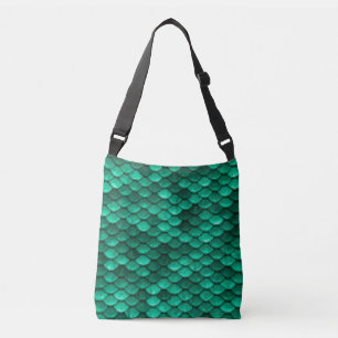 Large Green Mermaid Scales Crossbody Bag