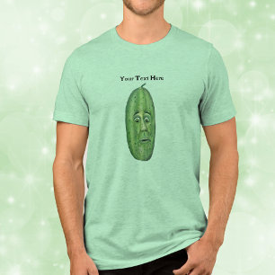 Large Green Pickle With Surprised Looking Face Tri-Blend Shirt