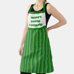 Large Green Striped Mum's Home Cooking Apron