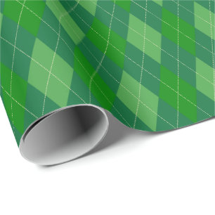 Large Green Tones Argyle Wrapping Paper