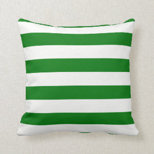 Large, Green, White, Christmas, Cabana, Stripes Cushion