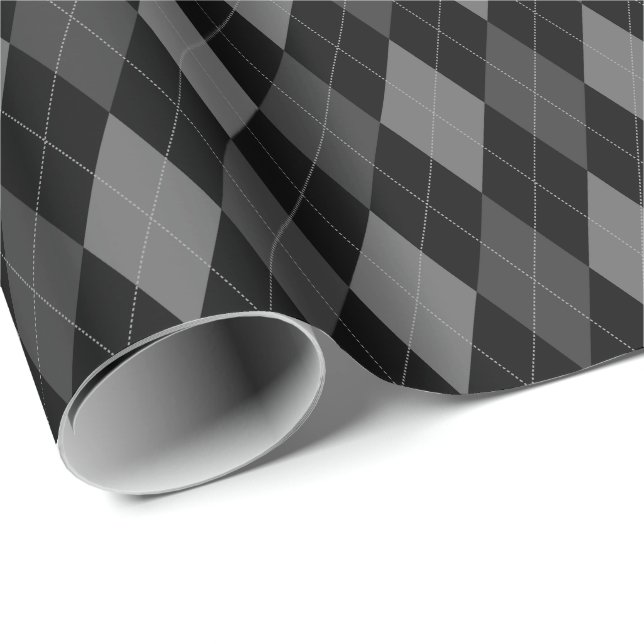 Large Grey and Black Argyle Wrapping Paper (Roll Corner)