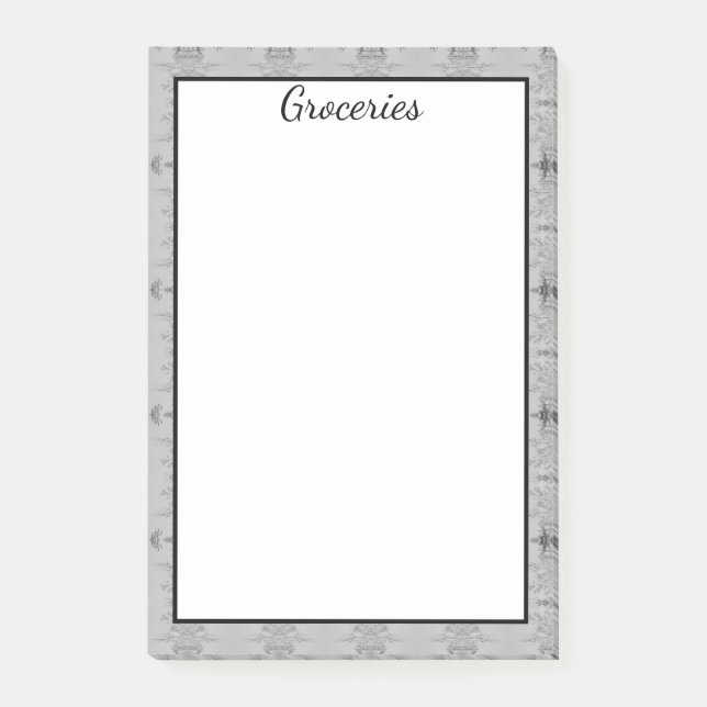 Large Grocery Note With Grey And Black (Front)