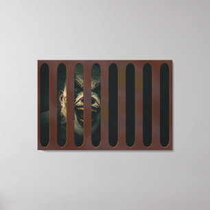 Large Halloween Scary Clown in Storm Grate Canvas Print