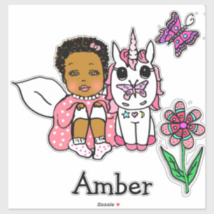 Large Hand Drawn Ethnic Fairy, Unicorn and Name
