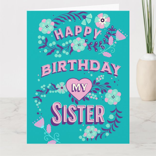 Large Happy Birthday to my Sister Personalised  Card (Front)