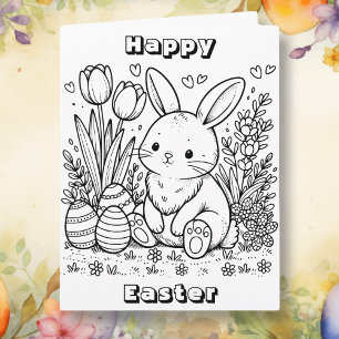 Large Happy Easter    Colour Me Page Card