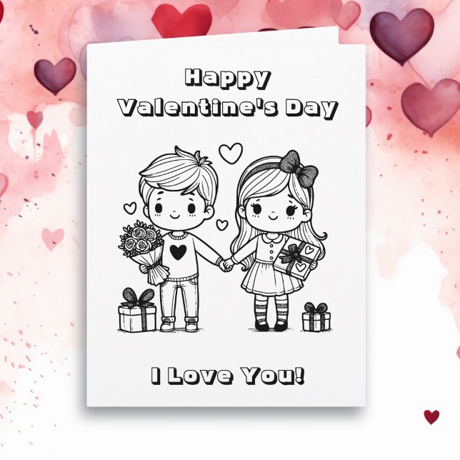 Large Happy Valentine's Day   | Colour Me Page Card (Creator Uploaded)
