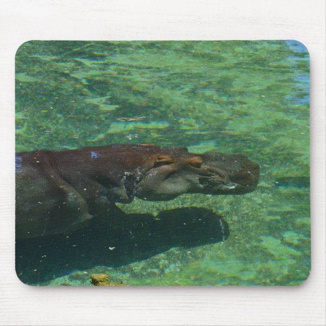 Large Hippo Swimming Under Water, Mouse Mat (Front)