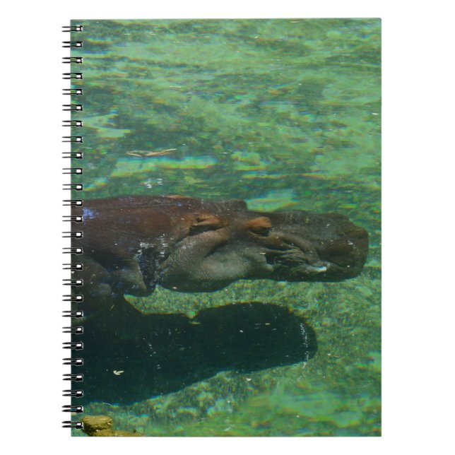 Large Hippo Swimming Under Water, Notebook (Front)