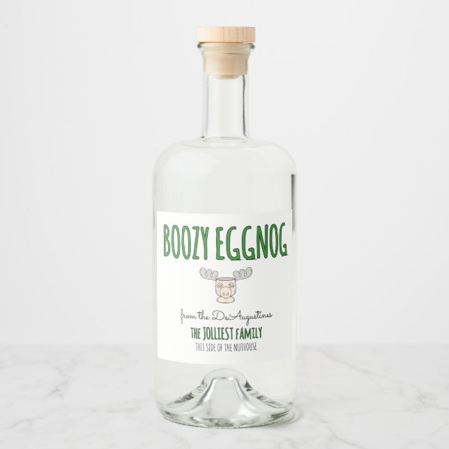 Large Homemade Boozy Eggnog Bottle Label (Front)