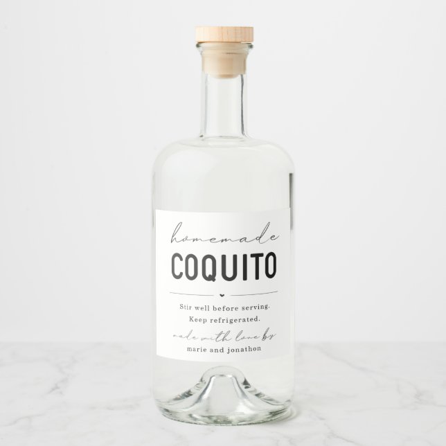 Large Homemade Coquito Bottle Label (Front)