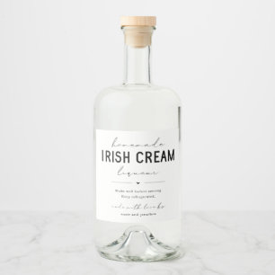 Large Homemade Irish Cream Liqueur Bottle Label