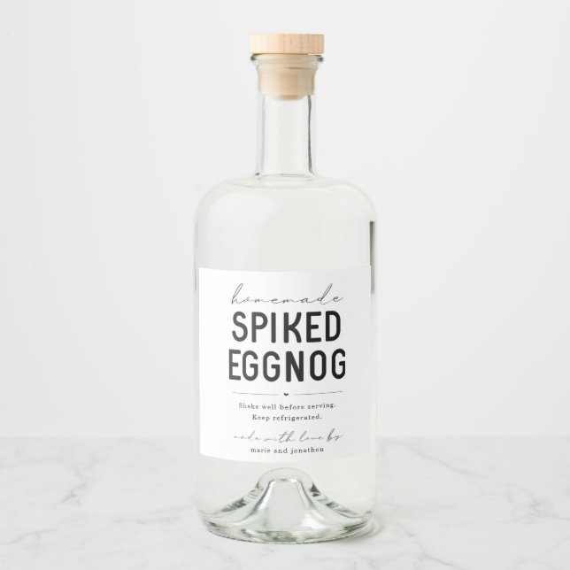 Large Homemade Spiked Eggnog Bottle Label (Front)