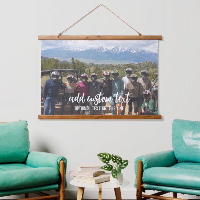Large Horizontal 1 Photo - Family Text On Bottom Hanging Tapestry (Living Room)