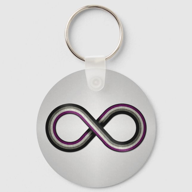 Large Infinity Vector Symbol Striped with Asexual  Key Ring (Front)