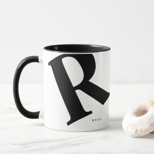 Large Initial   Modern Typography   Black Mug