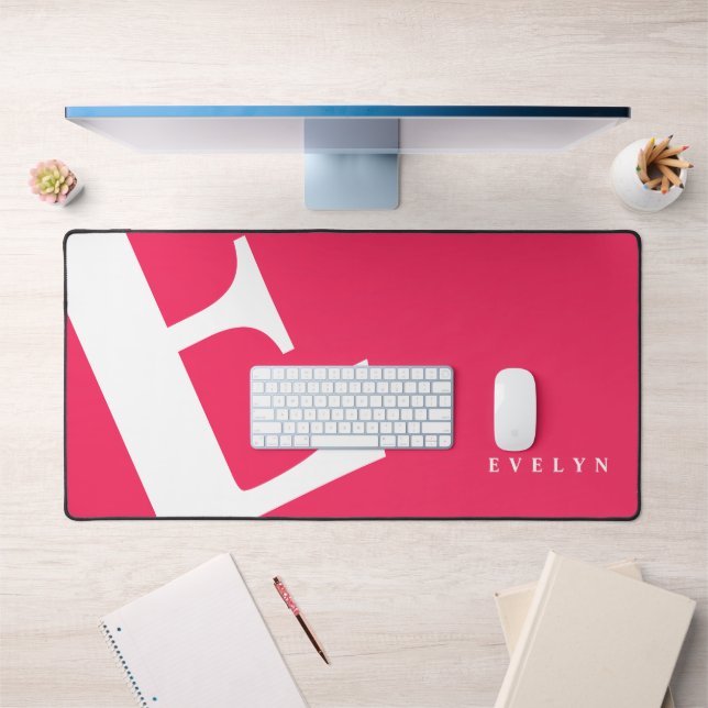 Large Initial | Modern Typography | Pink Desk Mat (Office 1)