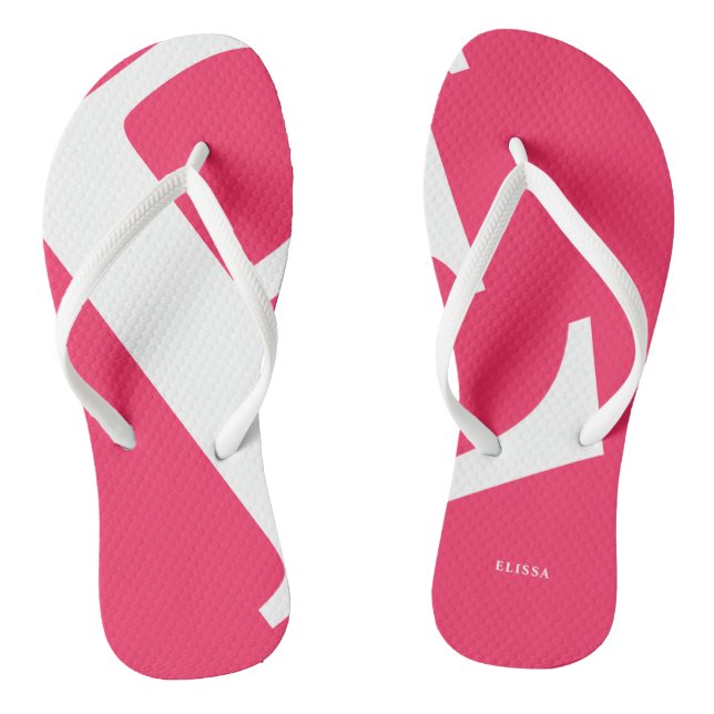 Large Initial | Modern Typography | Pink Flip Flops (Footbed)