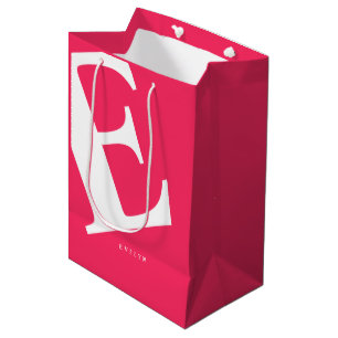 Large Initial   Modern Typography   Pink Medium Gift Bag