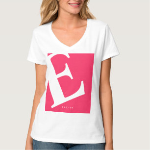 Large Initial   Modern Typography   Pink T-Shirt