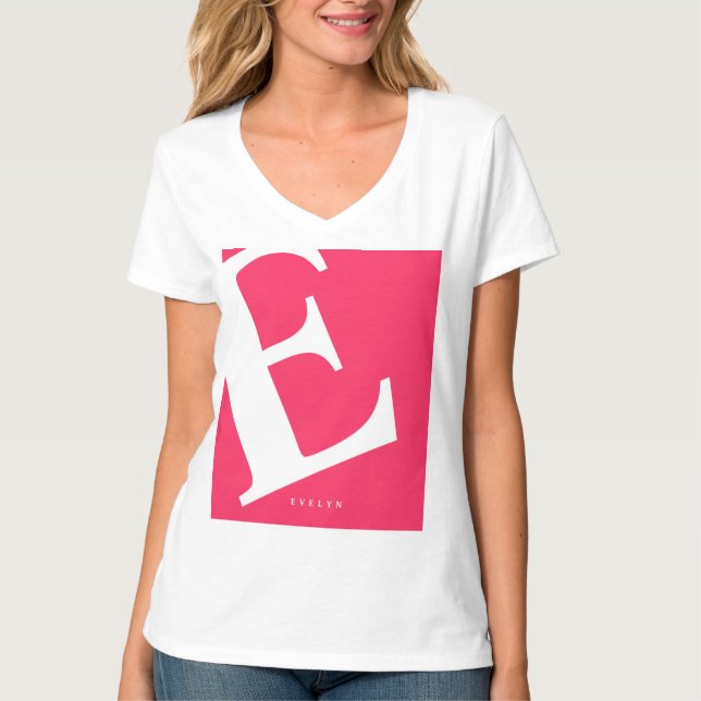 Large Initial | Modern Typography | Pink T-Shirt (Front)