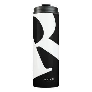 Large Initial Modern Typography Pink Thermal Tumbler