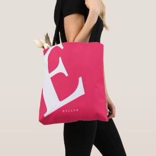 Large Initial   Modern Typography   Pink Tote Bag