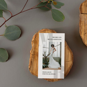 Large Initials Pale Grey Typography Photographer Business Card