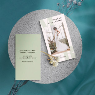 Large Initials Sage Green Typography Photographer Business Card