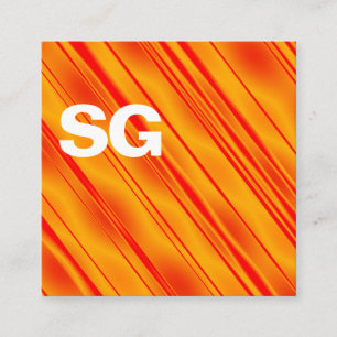 Large Initials - Square - Diagonal Orange Square Business Card