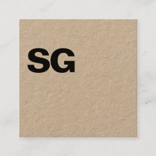Large Initials - Square - Kraft Business Card