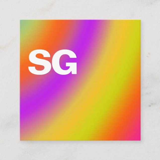 Large Initials - Square - Soft Colours 02 Square Business Card (Front)