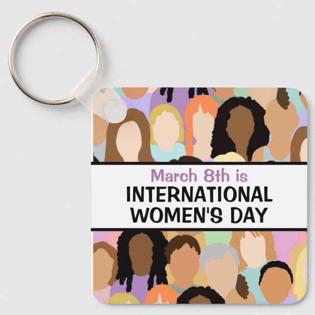 Large International Women's Day - March 8th   Key Ring (Front)