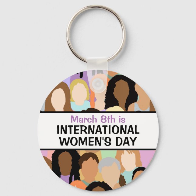 Large International Women's Day - March 8th Key Ring (Front)