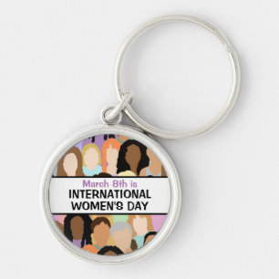 Large International Women's Day - March 8th  Key Ring