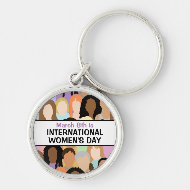 Large International Women's Day - March 8th  Key Ring (Front)