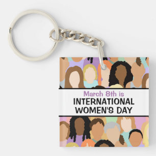 Large International Women's Day - March 8th  Key Ring