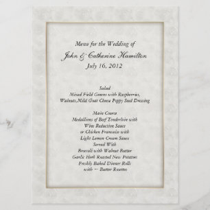 Large Ivory Swirl Damask Wedding Table Menu