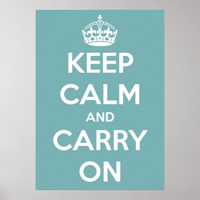 Large Keep Calm and Carry On Sky Blue Poster (Front)