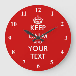 Large Keep Calm wall clock   Customisable design