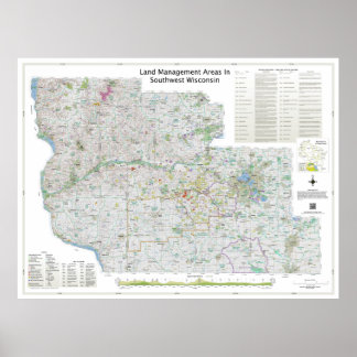 Large | Land Mgt Areas In Southwest Wisconsin Map Poster