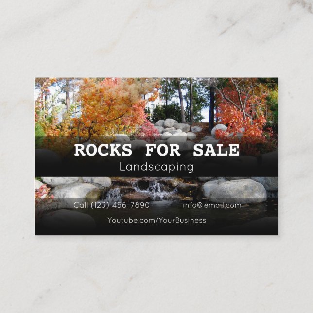 Large Landscaping Rocks For Sale Business Company  Business Card (Back)