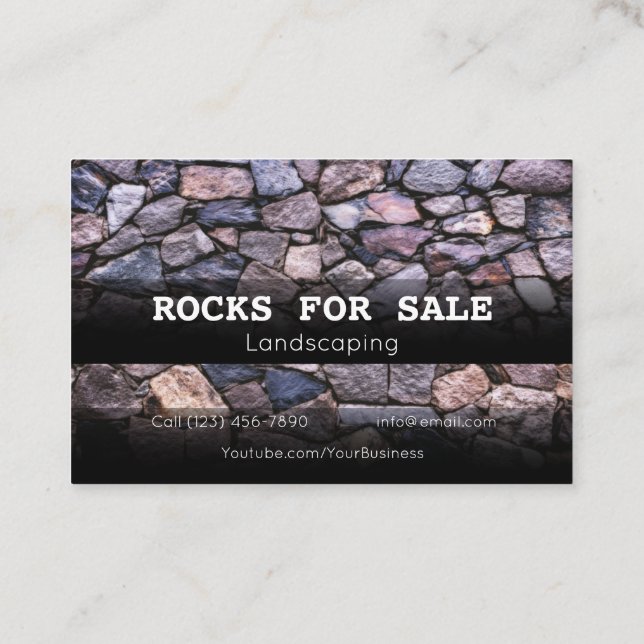 Large Landscaping Rocks For Sale Business Company  Business Card (Back)