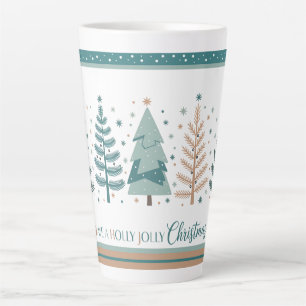 Large Latte Mug with Christmas Trees minimalist