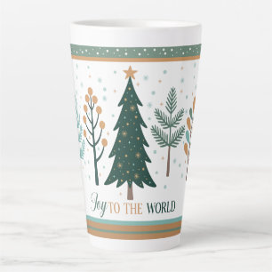 Large Latte Mug with Christmas Trees minimalist V3