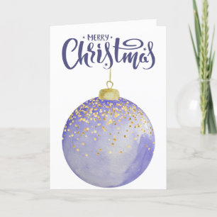 Large Lavender and Gold Bauble Holiday Card
